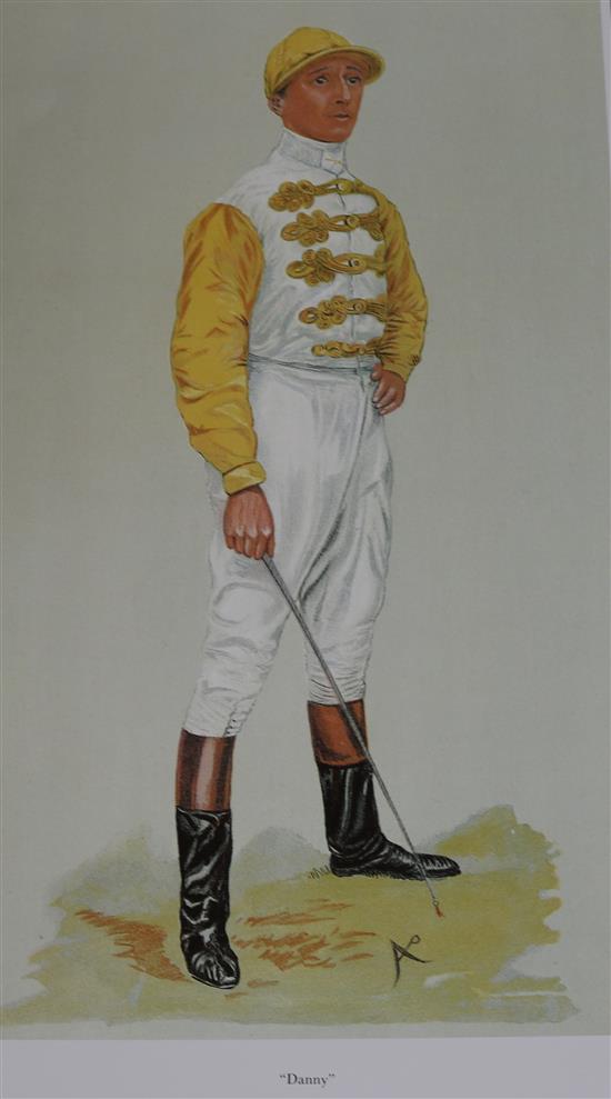 A collection of Spy reprints, including cricketers, jockeys, judges, etc., overall 34 x 25cm, unframed
